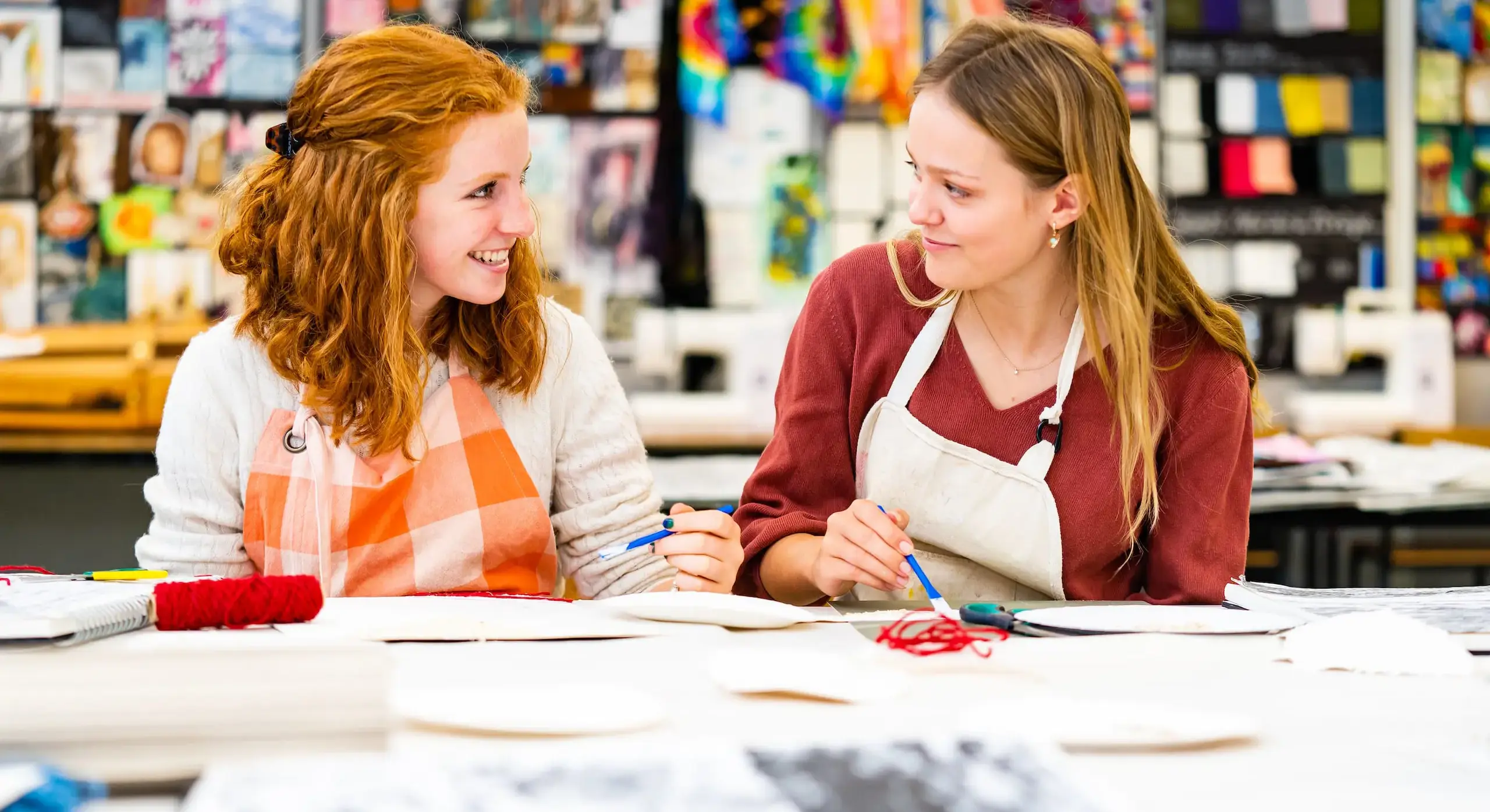 Two Embley Sixth Form students in Art lesson