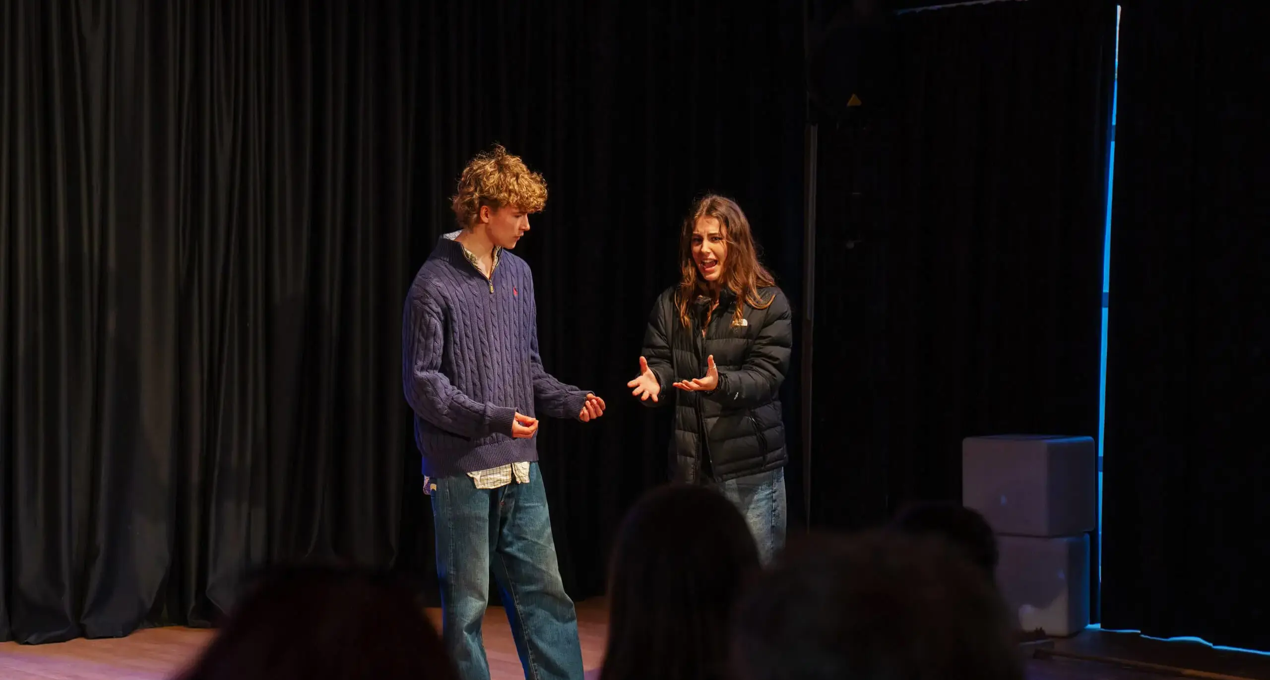 Students performing on stage at Embley Fringe Festival 2024.