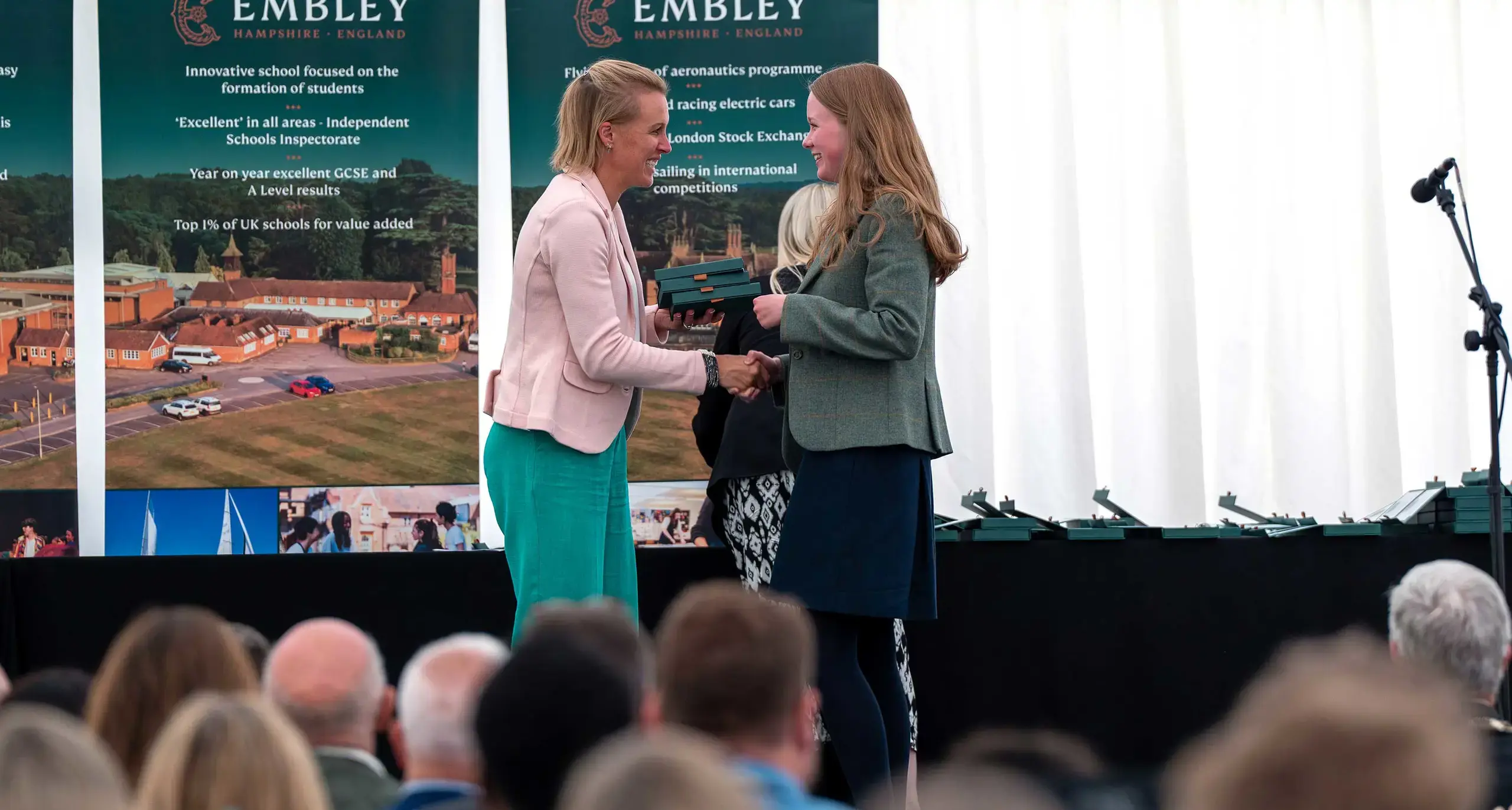 Embley pupil receives award from Alex Danson-Bennett at Speech Day